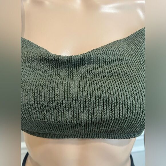 NWT Dkny Women's Textured Bralette Bikini Top Swimsuit Green - Picture 7 of 7